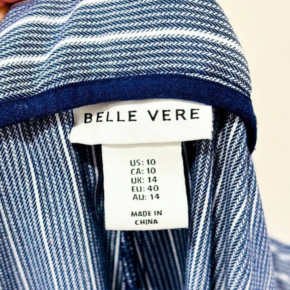 BELLE  VERE Wide blue and white striped pants - Picture 4 of 8